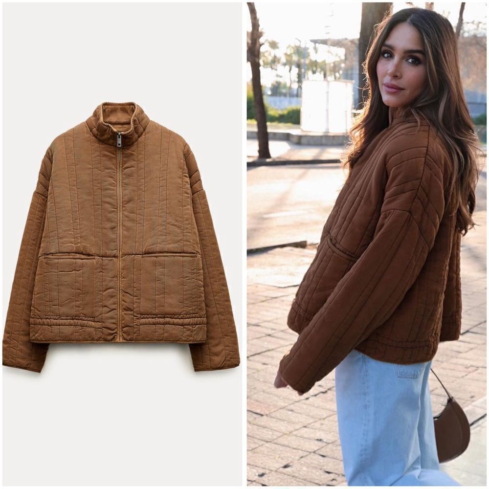 ZARA WASHED EFFECT QUILTED JACKET ZW COLLECTION
